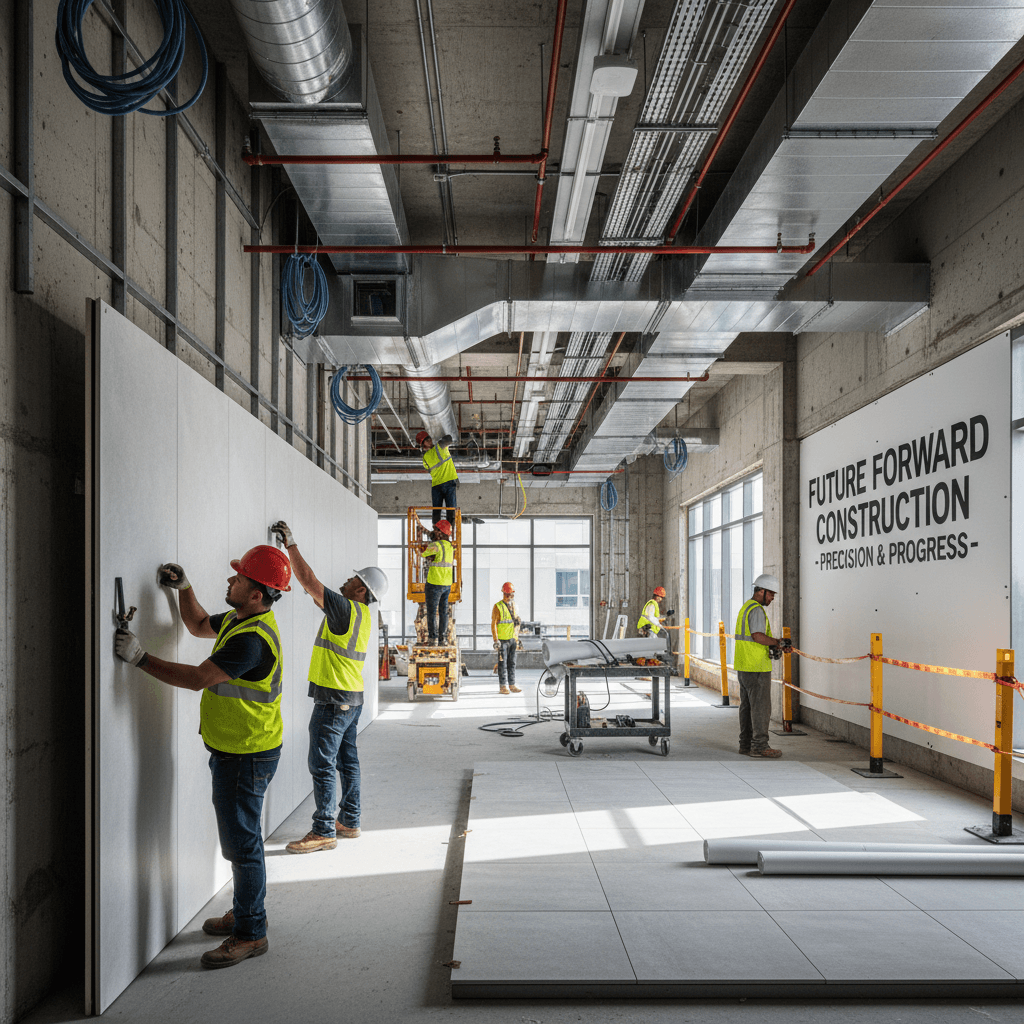 Commercial construction project with professional workmanship